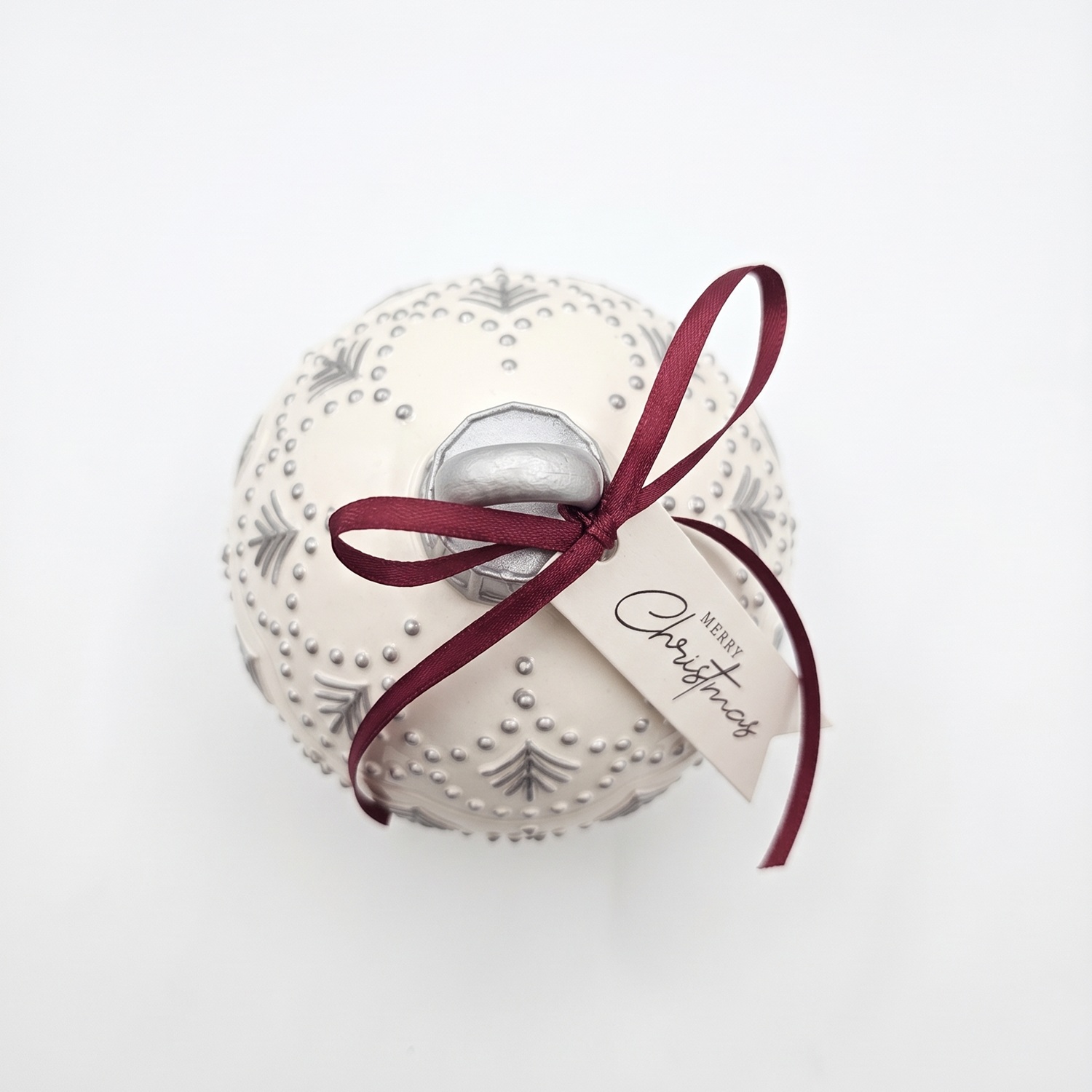 Sviečka Christmas Bauble Enchanted MINI - Biela / Strieborná / Zimné Kúzlo/ MINI