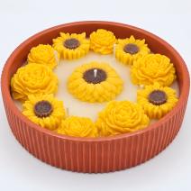 Sviečka Slnečnica - Tehlovo-červená/Limetka, Med, Mlieko