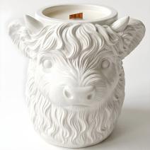 Sviečka Highland Cow - Biela / Vanilka