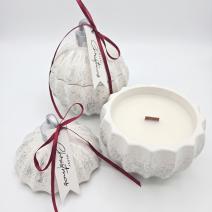 Sviečka Christmas Bauble Glitter MINI- Biela / Strieborná / Zimné Kúzlo