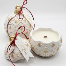 Sviečka Christmas Bauble Enchanted MINI - Biela / Zlatá/ Zimné Kúzlo