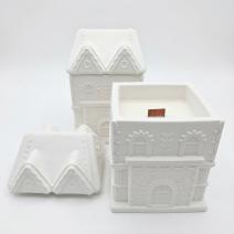 Sviečka Stredný Domček- Biela / Bavlna
